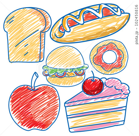 Set of food scribble style 102450816