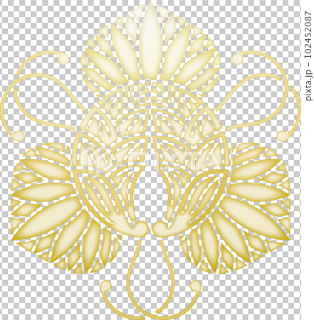 Family crest, three vines, aoi, and myoga [gold] 102452087