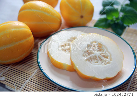 Sweet and crunchy Korean specialty Seongju melon summer fruit concept Sweet and crunchy Korean specialty Seongju melon summer fruit concept 102452771