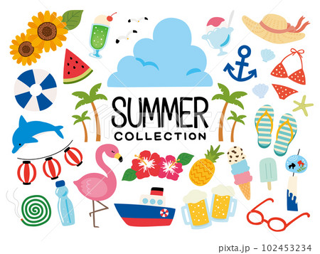 可愛い夏のイラストセット 102453234
