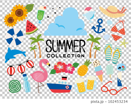 可愛い夏のイラストセット 102453234