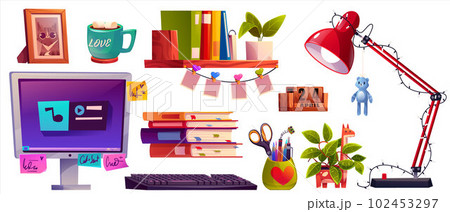 Window workspace interior furniture in home office Window workspace interior furniture in home office 102453297
