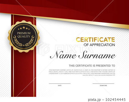 Diploma certificate template red and gold color with luxury and modern style vector image Premium Vector. 102454445
