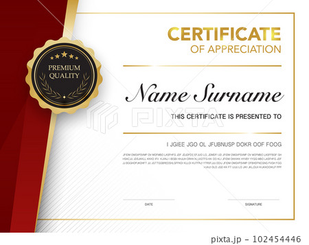 Diploma certificate template red and gold color with luxury and modern style vector image Premium Vector. Diploma certificate template red and gold color with luxury and modern style vector image Premium Vector. 102454446