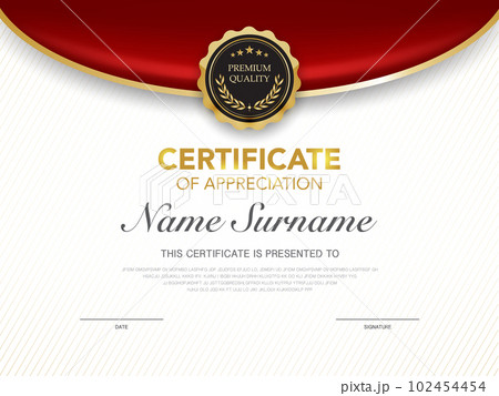 Diploma certificate template red and gold color with luxury and modern style vector image Premium Vector. 102454454