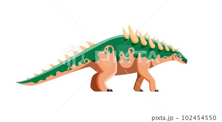 Cartoon Polacanthus dinosaur character. Prehistoric creature or lizard, extinct reptile or dinosaur isolated vector cute personage. Cretaceous era wildlife herbivore armored beast with spikes on back 102454550