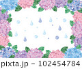 紫陽花と雨のイラスト背景素材 102454784