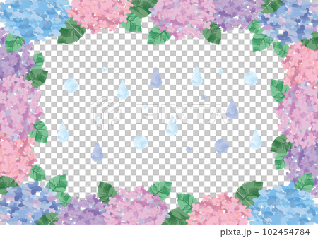 紫陽花と雨のイラスト背景素材 102454784