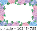 紫陽花のイラストフレーム素材 102454785