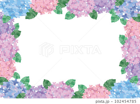 紫陽花のイラストフレーム素材 102454785