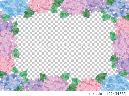 紫陽花のイラストフレーム素材 102454785