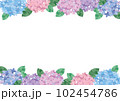 紫陽花のイラストフレーム素材 102454786