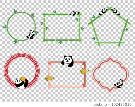手描きのパンダフレームセット 102455016
