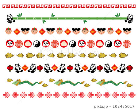 手描きの中華風飾り罫 手描きの中華風飾り罫 102455017