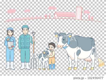 Dairy farmer family cow Holstein 102456477