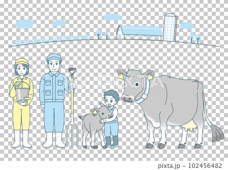 Dairy farmer family cow Jersey cow 102456482