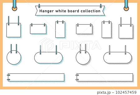 ハンギング ホワイトボードのフレームセット　背景なしのベクターイラスト 102457459