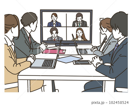 複数でビデオ通話をするビジネスパーソン達 複数でビデオ通話をするビジネスパーソン達 102458524