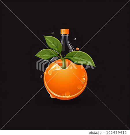 Orange Juice Design on a Dark Background. Generative AI. Orange Juice Design on a Dark Background. Generative AI. 102459412