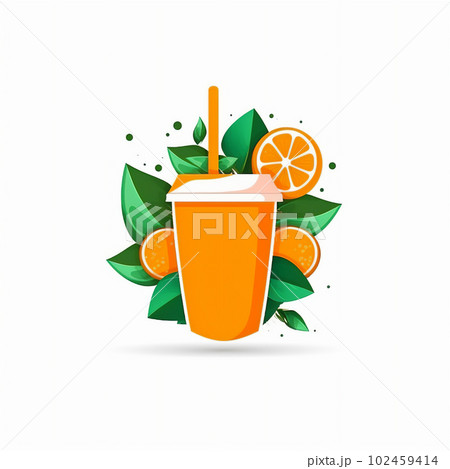 Orange Juice Design on a White Background A Fresh and Simple Idea. Generative AI. Orange Juice Design on a White Background A Fresh and Simple Idea. Generative AI. 102459414