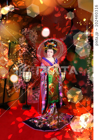 日本人女性の花魁体験、和装変身写真、着物体験、観光地でのコスプレ遊び体験アクティビティ 102460316