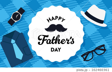 Happy Fathers Day Card With Mustache And Hat Stock Illustration