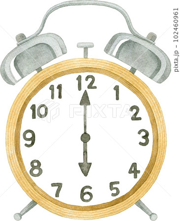 木製の目覚まし時計の水彩イラスト 102460961