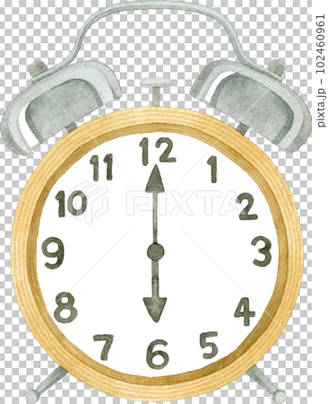 木製の目覚まし時計の水彩イラスト 102460961