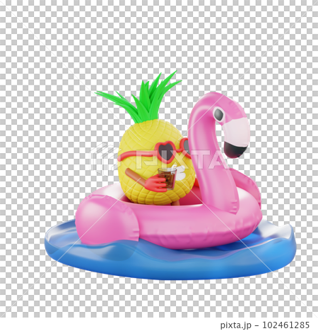 3d render design of a cute pineapple character for summer vacation 102461285