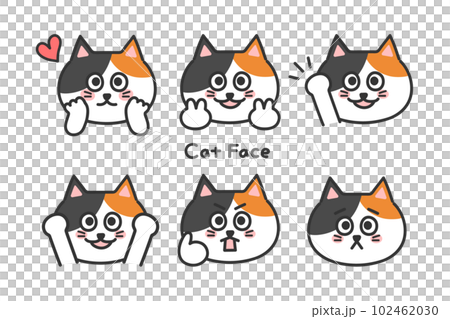 可愛貓臉套裝印花布貓擬人化 102462030