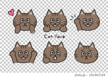 Cute cat face set Pheasant anthropomorphic 102462584