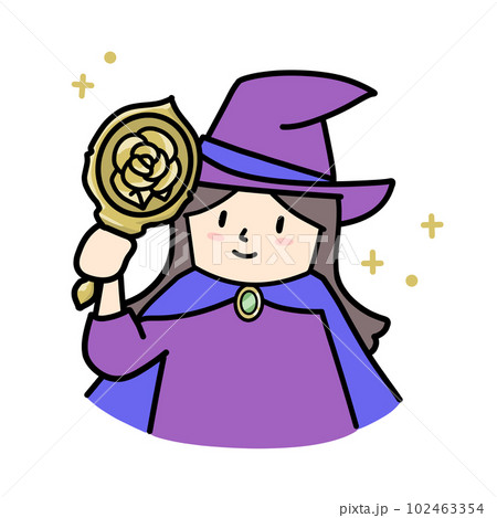 手鏡を持って表情チェックしている魔法使いの女の子イラスト 手鏡を持って表情チェックしている魔法使いの女の子イラスト 102463354