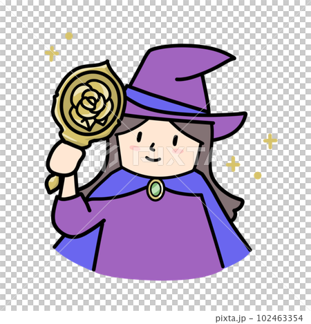 手鏡を持って表情チェックしている魔法使いの女の子イラスト 手鏡を持って表情チェックしている魔法使いの女の子イラスト 102463354