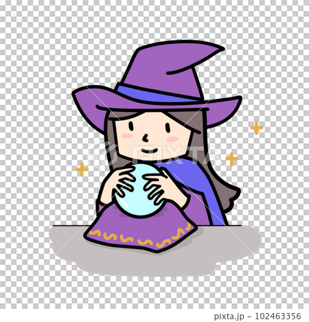 水晶玉で占いをする魔法使いの女の子イラスト 水晶玉で占いをする魔法使いの女の子イラスト 102463356