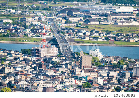 芥子山から望む永安橋 岡山県岡山市東区 芥子山から望む永安橋 岡山県岡山市東区 102463993