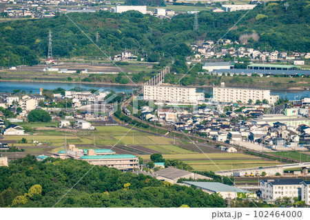 芥子山から望む赤穂線吉井川橋梁　岡山県岡山市東区 102464000