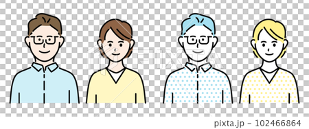 Couple portrait, Japanese gender, vector illustration material set 102466864