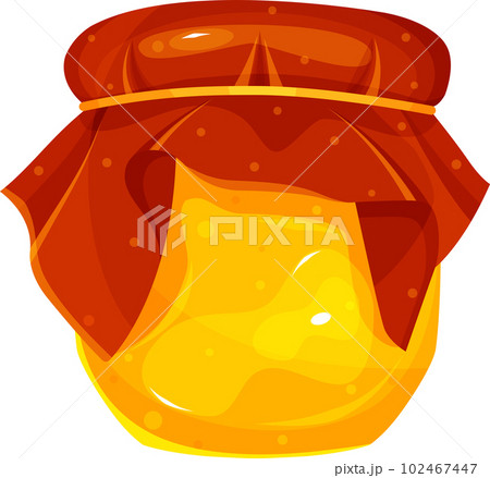 bright vector illustration of a glass jar with honey, homemade blanks, a honey apiary 102467447
