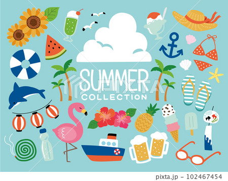 可愛い夏のイラストセット 102467454