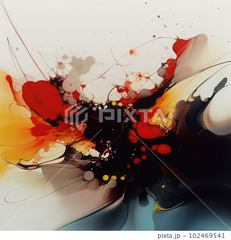 square abstract modern organic action-painting square abstract modern organic action-painting 102469541