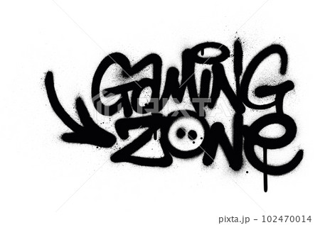 graffiti gaming zone text sprayed in black over white graffiti gaming zone text sprayed in black over white 102470014