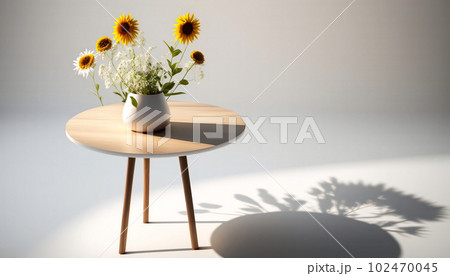 Home interior with decor wooden table and plants decoration interior design of living room 102470045