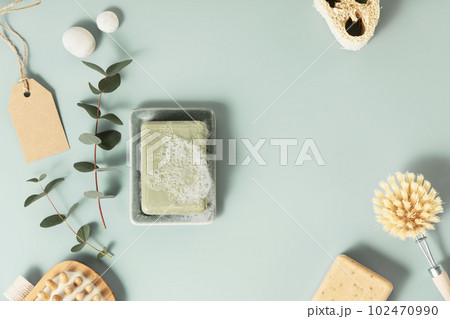 Natural skin care products. Zero waste, eco-friendly bathroom and spa accessories 102470990