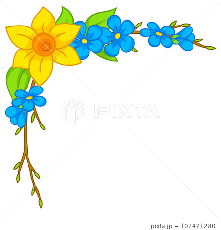 Decorative frame with summer flowers. Beautiful decorative bouquet of blooming plants. Decorative frame with summer flowers. Beautiful decorative bouquet of blooming plants. 102471280