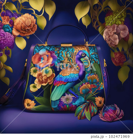 Illustration of a beautiful women's bag with a bright oriental pattern. Illustration of a beautiful women's bag with a bright oriental pattern. 102471969
