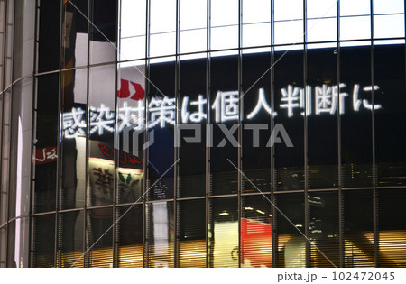 日本の東京都市景観 5類移行。「脱コロナ」本格化、「5類」引き下げ…を伝えるニュース速報=8日、渋谷 日本の東京都市景観 5類移行。「脱コロナ」本格化、「5類」引き下げ…を伝えるニュース速報=8日、渋谷 102472045