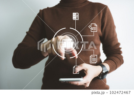 Document Management System DMS, Online document database management, Organization document Organized, automated processes to manage files, ERP enterprise efficient, business technology. 102472467
