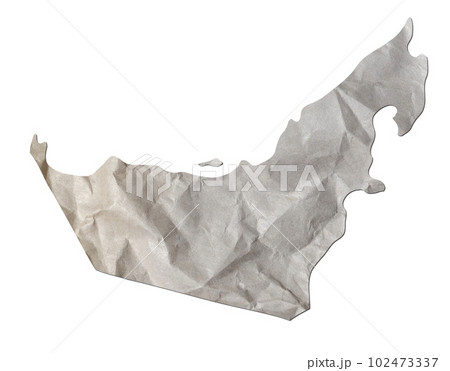 United Arab Emirates map paper texture cut out on white background. United Arab Emirates map paper texture cut out on white background. 102473337