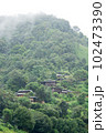Landscape view of rice terraces and house of Thailand hill tribe. The village is in a valley among the rice terraces in Mae Jam, Chiang Mai, Thailand. 102473390