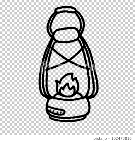 Hand-drawn Cute line camping lantern, lamp, fire, Camping character design in doodle style Hand-drawn Cute line camping lantern, lamp, fire, Camping character design in doodle style 102473816